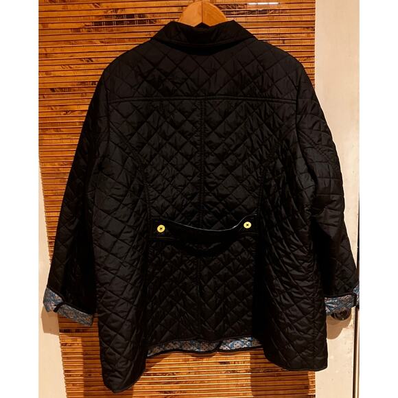 C. Wonder Black Quilted Jacket Women’s 2X Button Front Floral Lining Lightweight - Picture 2 of 7